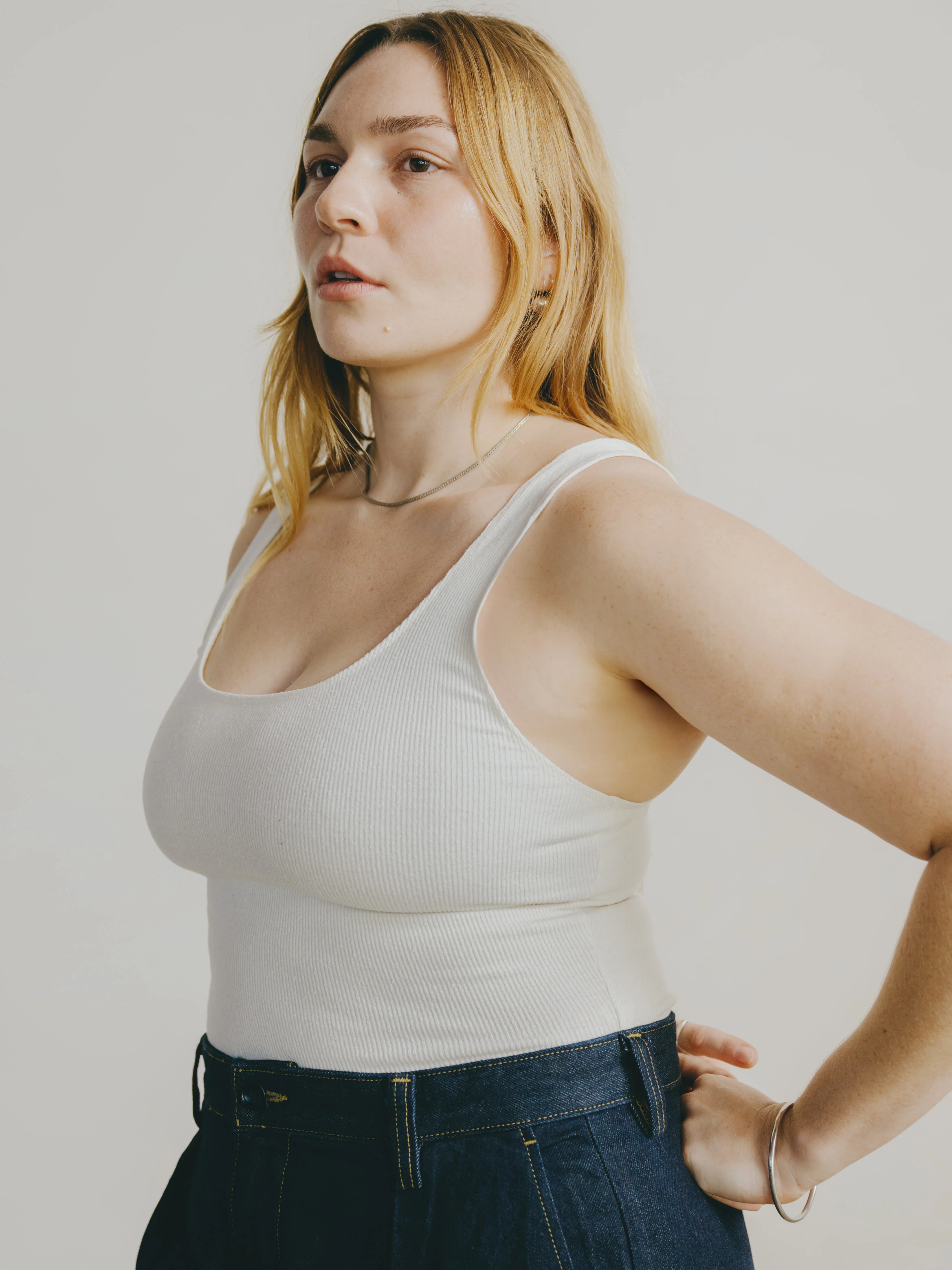 Christy Bodysuit, Ribbed Silk Noil Jersey, Natural - Image 4