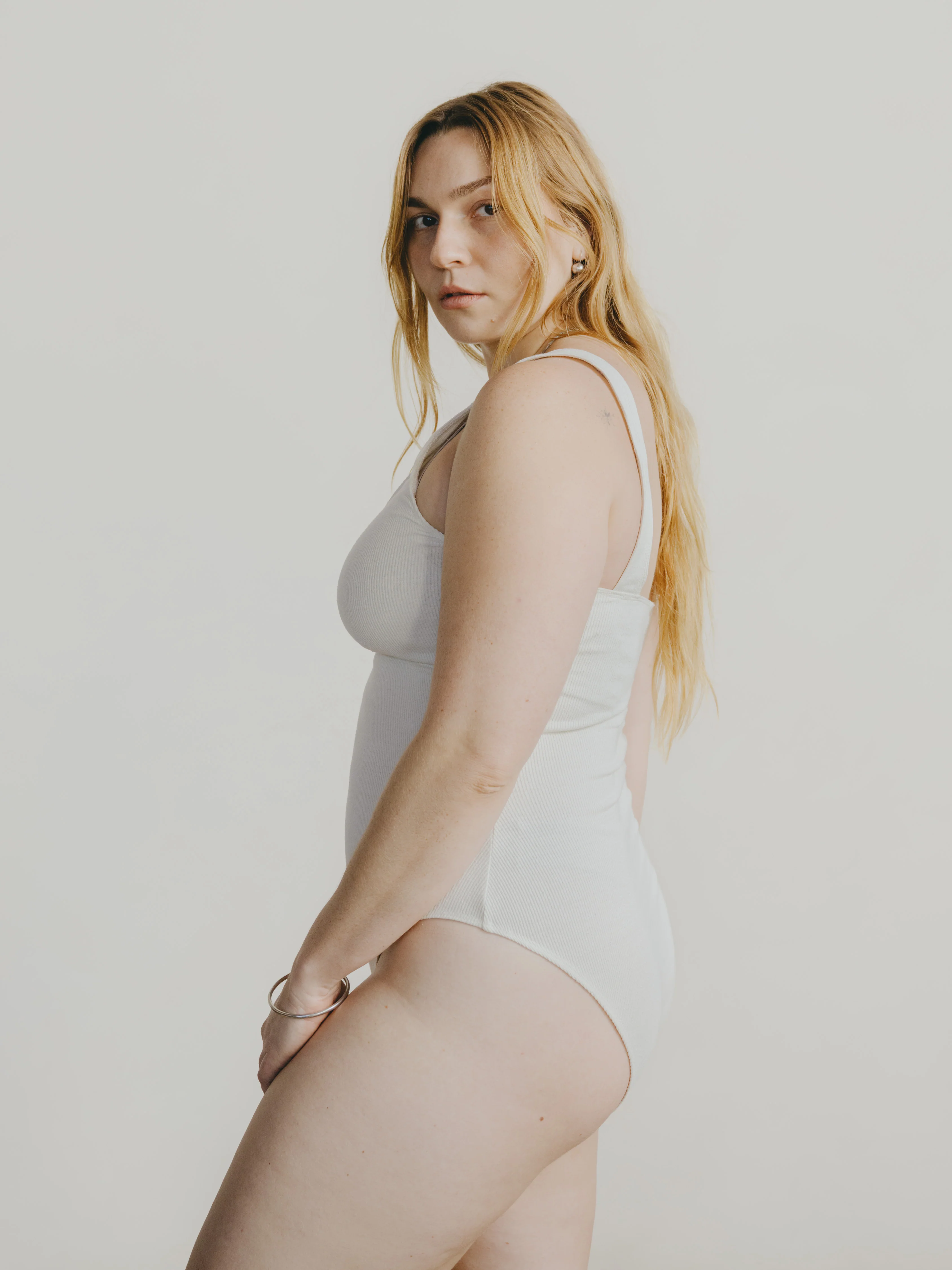 Christy Bodysuit, Ribbed Silk Noil Jersey, Natural - Image 8