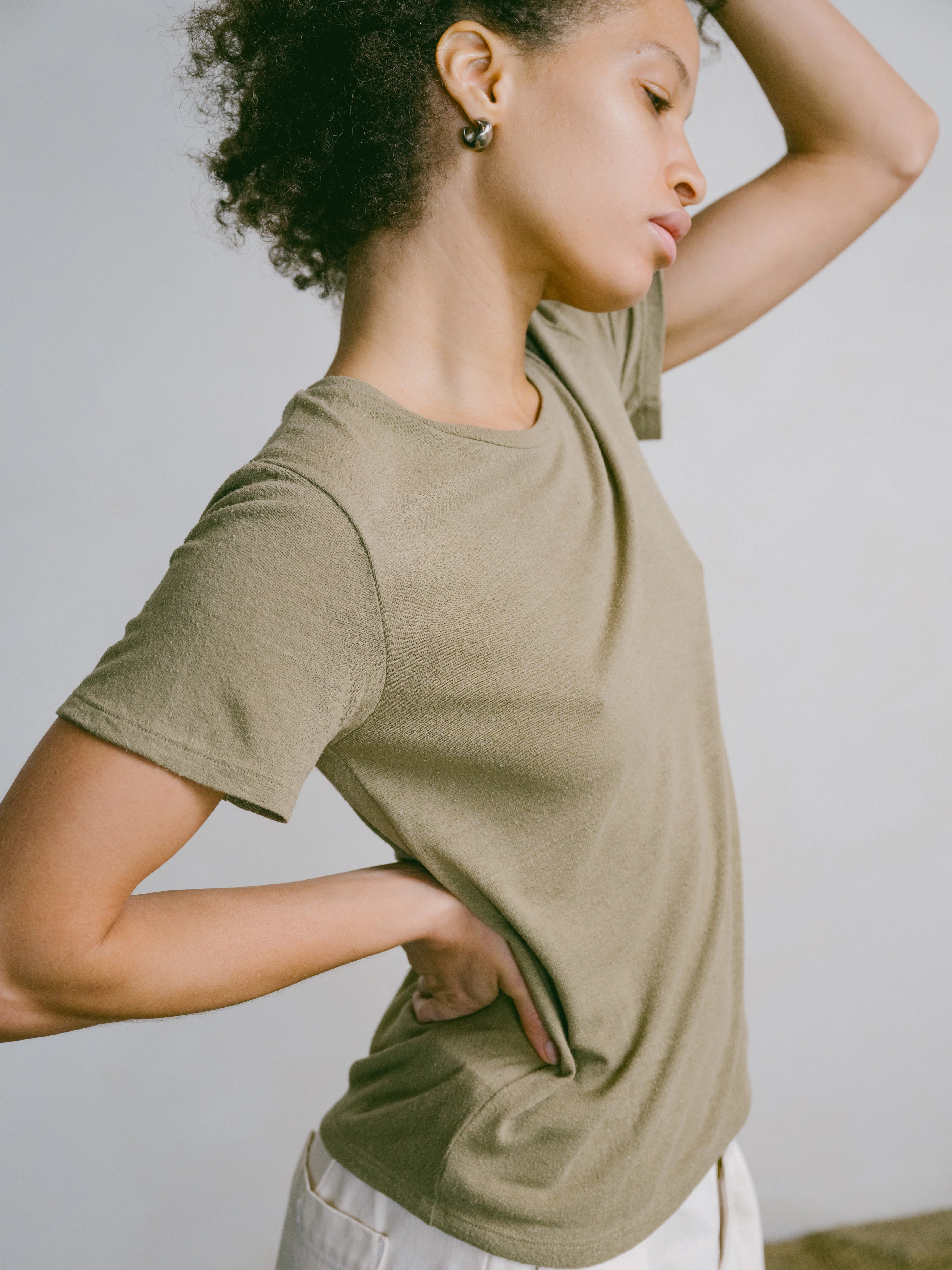 Classic Tee, Regen Silk Noil Jersey, Sage - Image 5