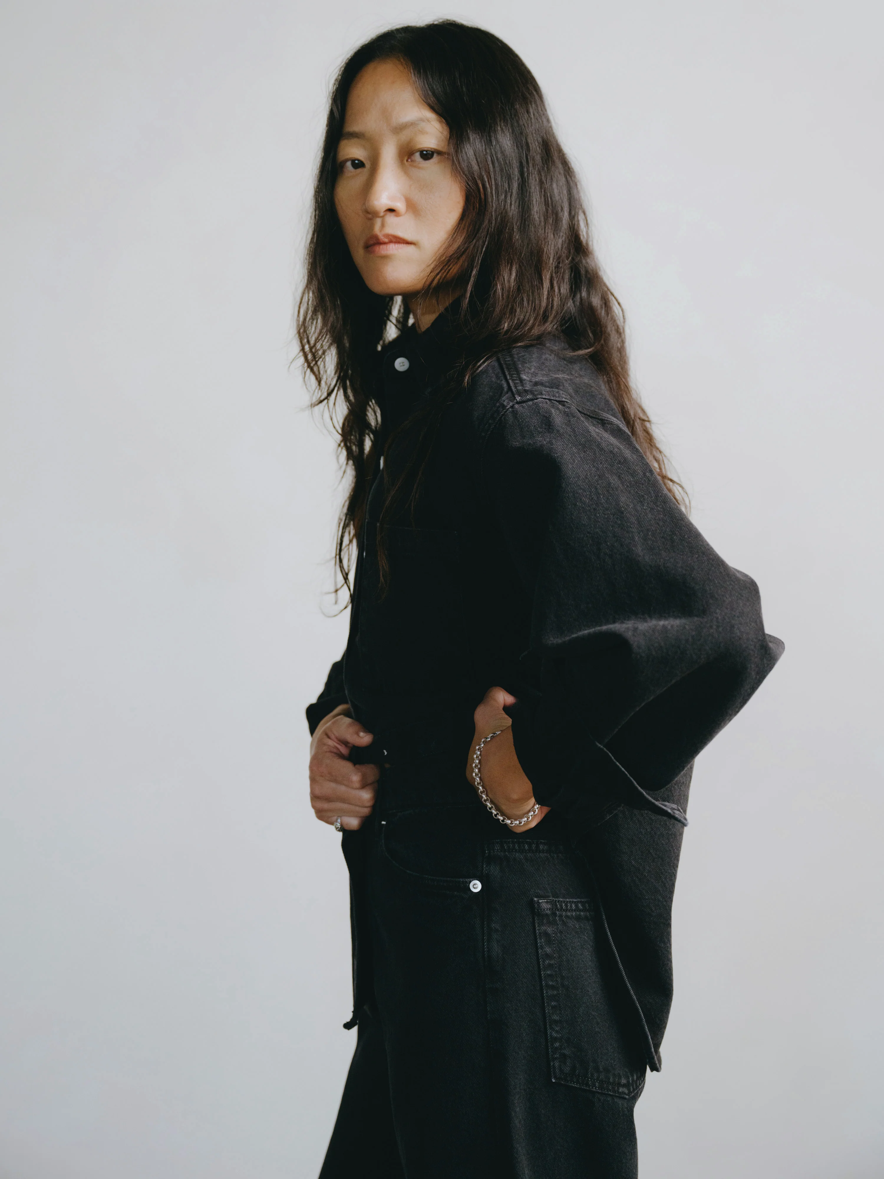 Denim Marcie Shirt, Recycled Denim, Vintage Black - Image 3