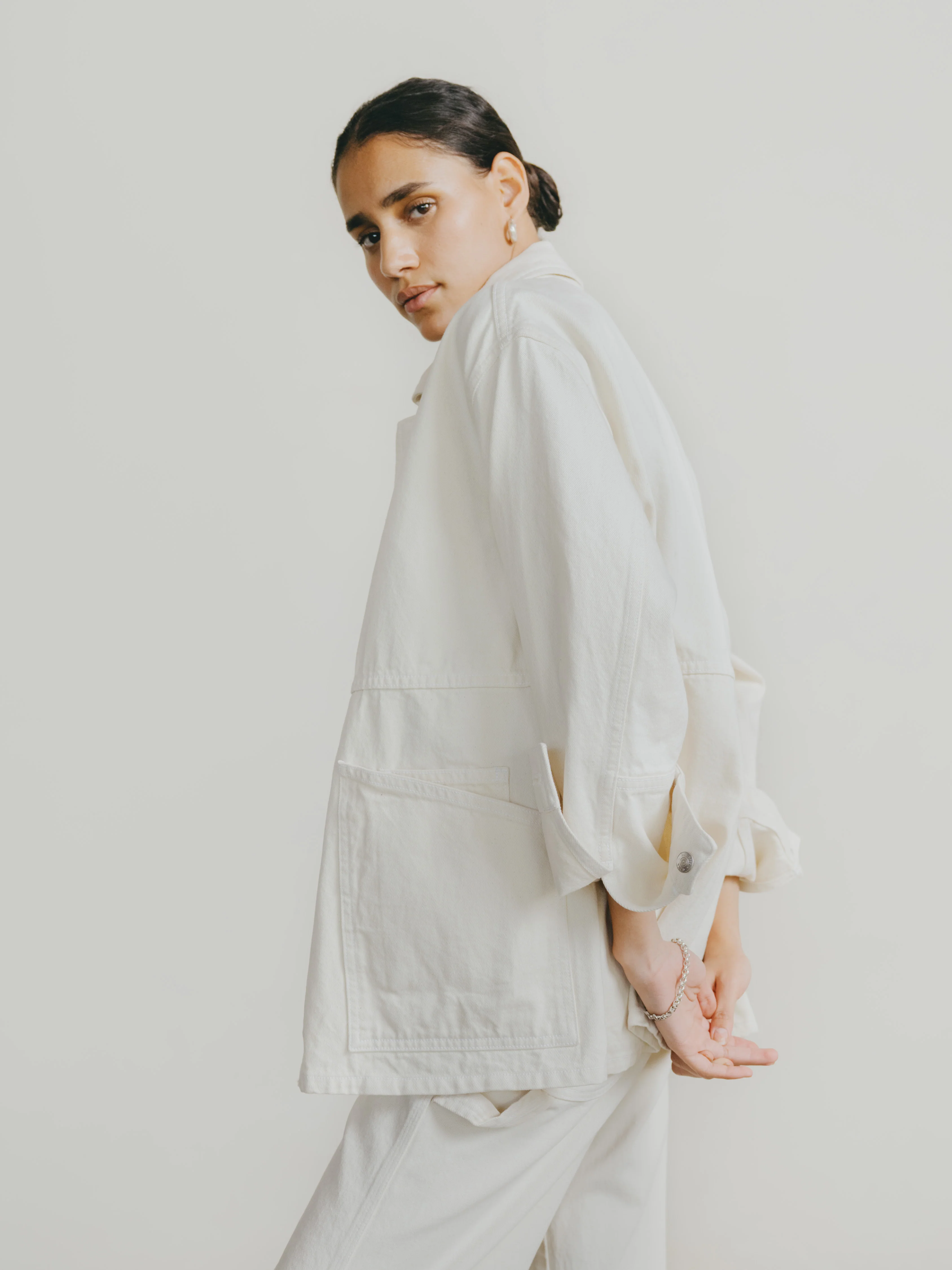 Loretta Jacket, Recycled Denim, Putty - Image 8