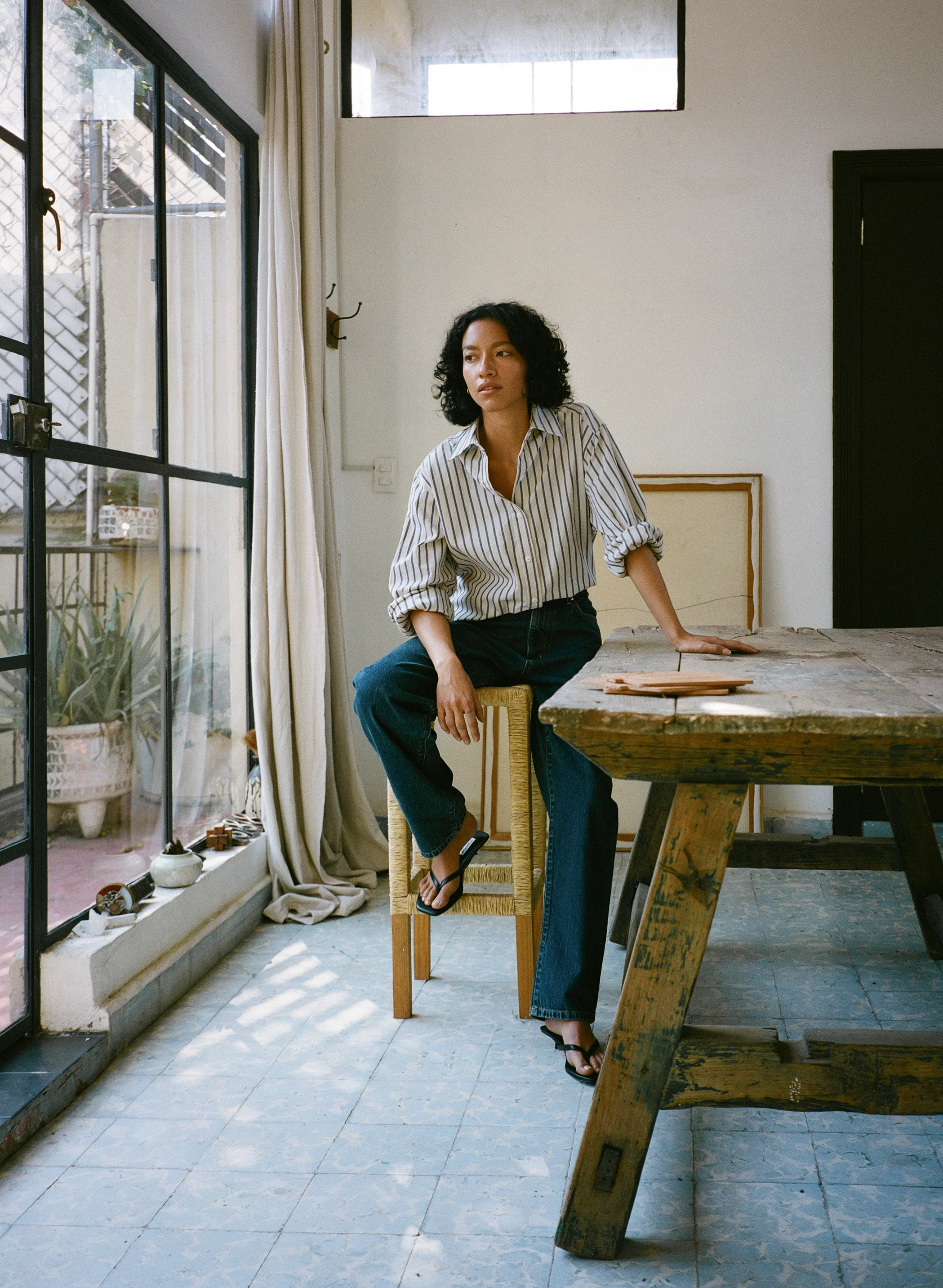 Marcie Shirt, Japanese Organic Cotton, Riviera Stripe - Image 3
