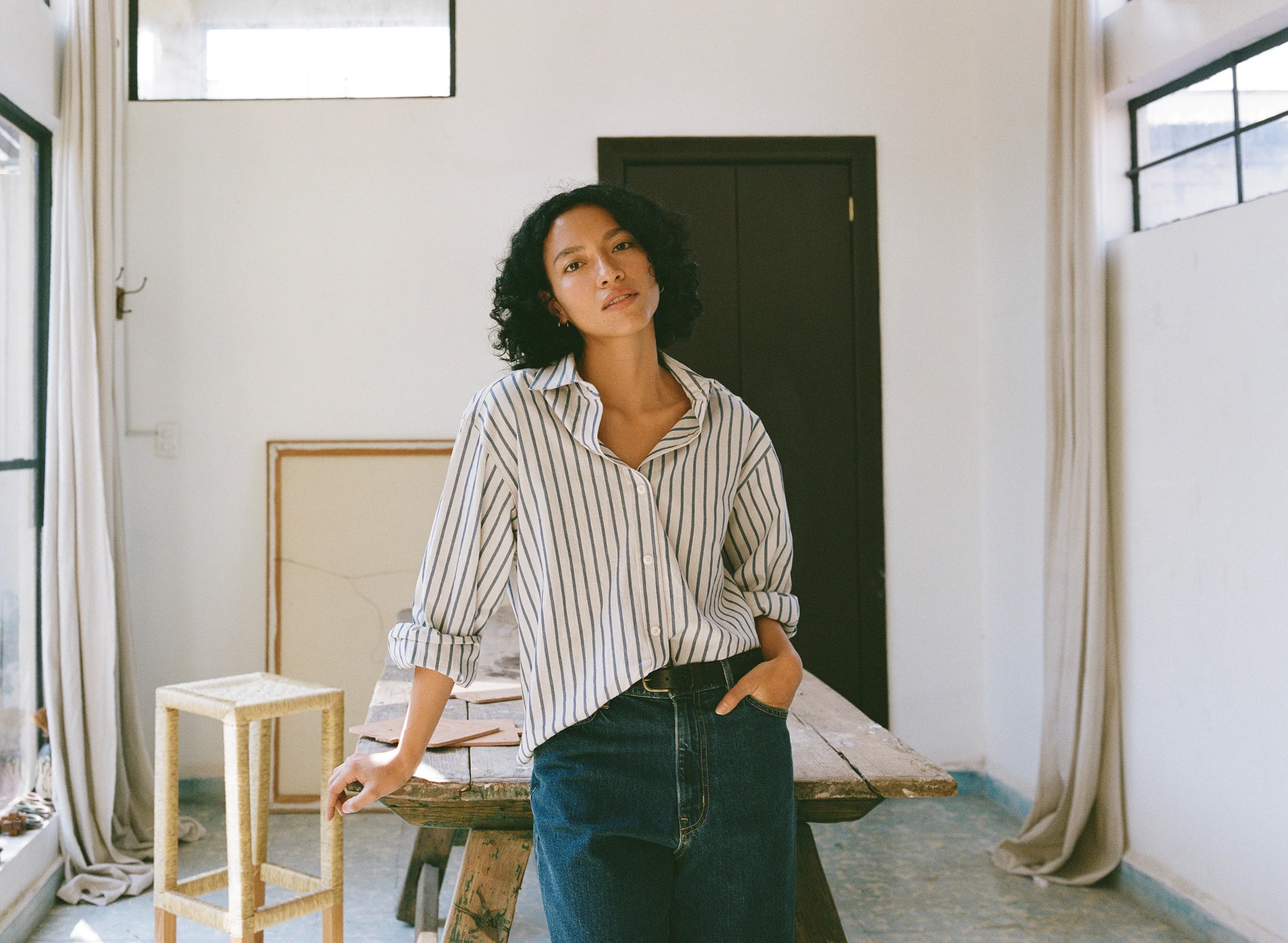 Marcie Shirt, Japanese Organic Cotton, Riviera Stripe - Image 5