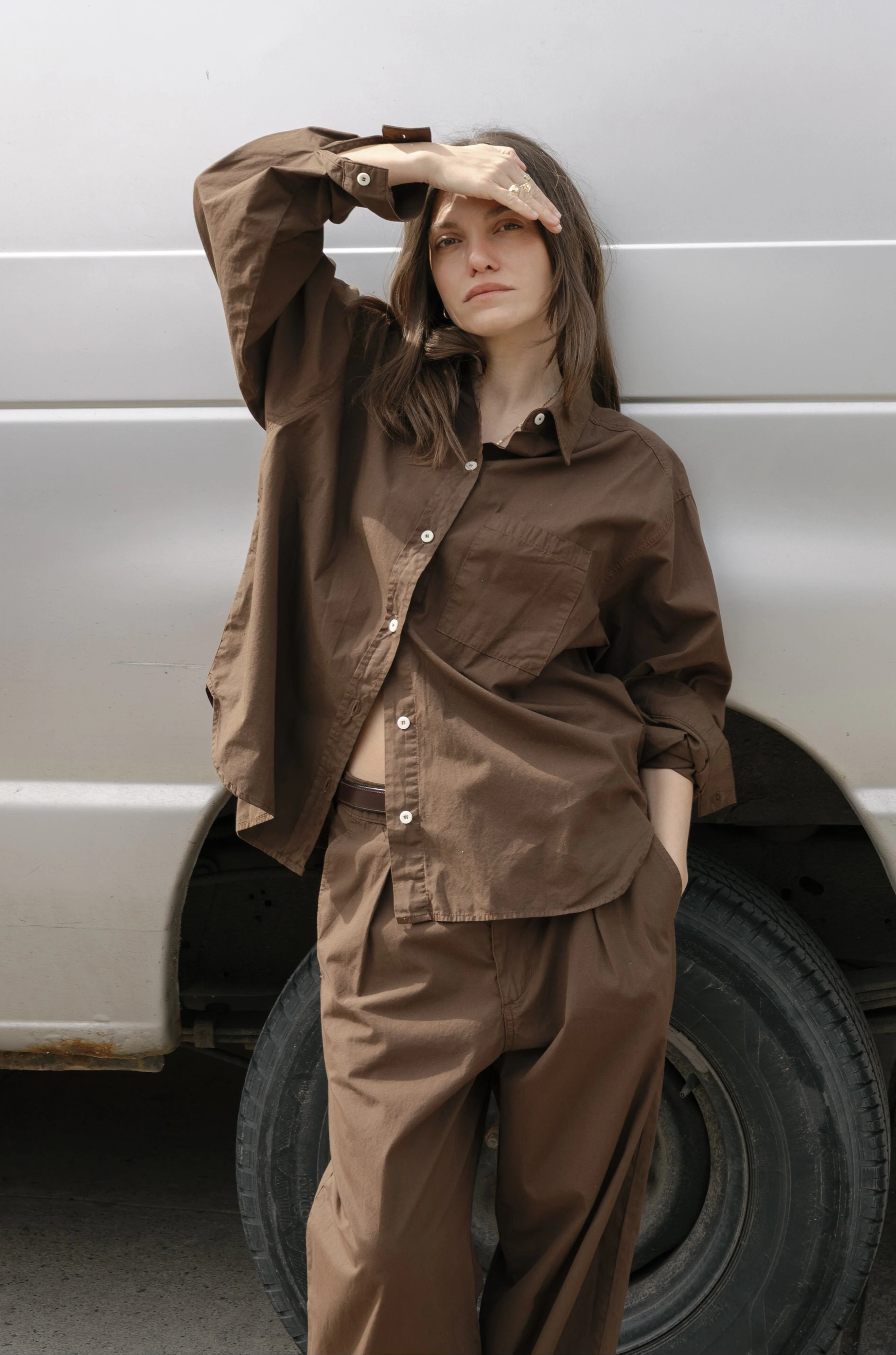 Marcie Shirt, Organic Poplin, Manzanita - Image 3