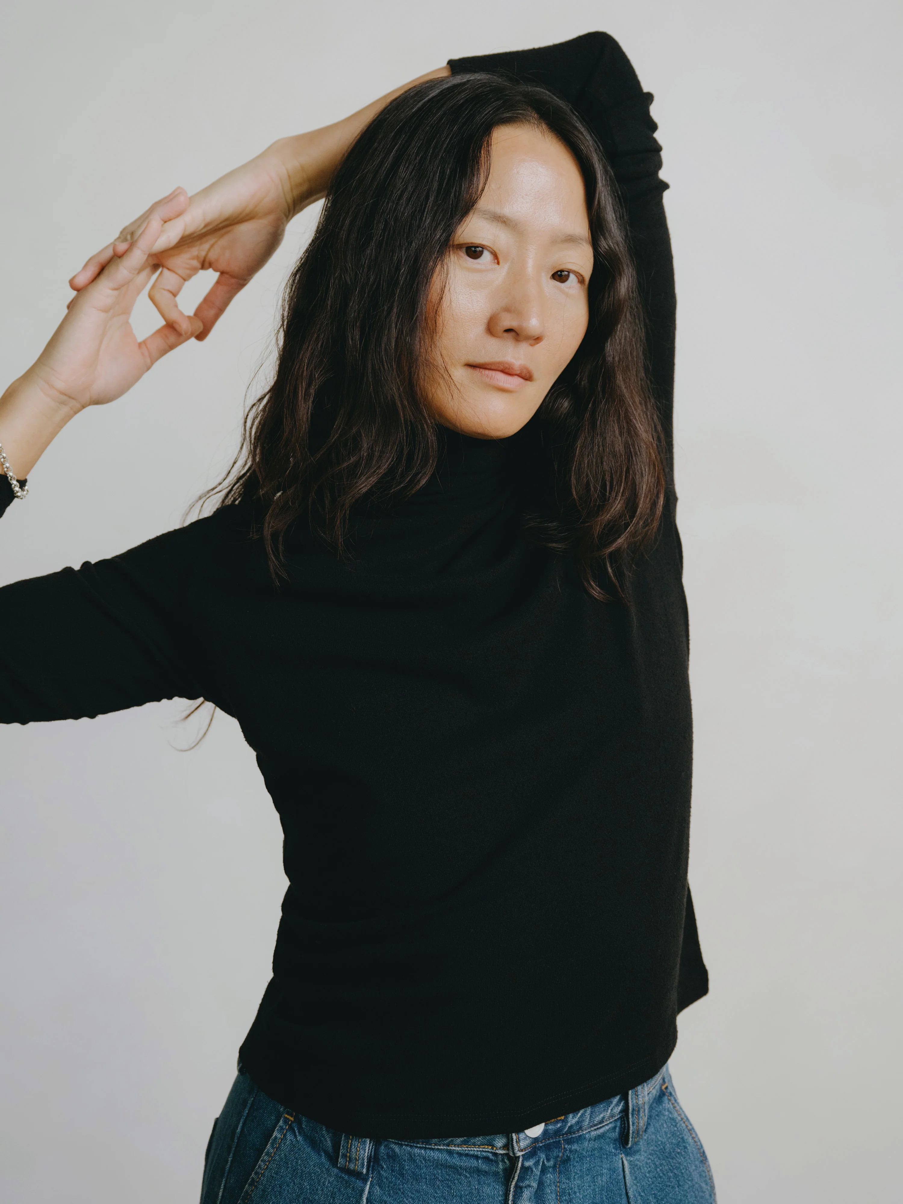Marianne Turtleneck, Regen Silk Noil Jersey, Black - Image 4