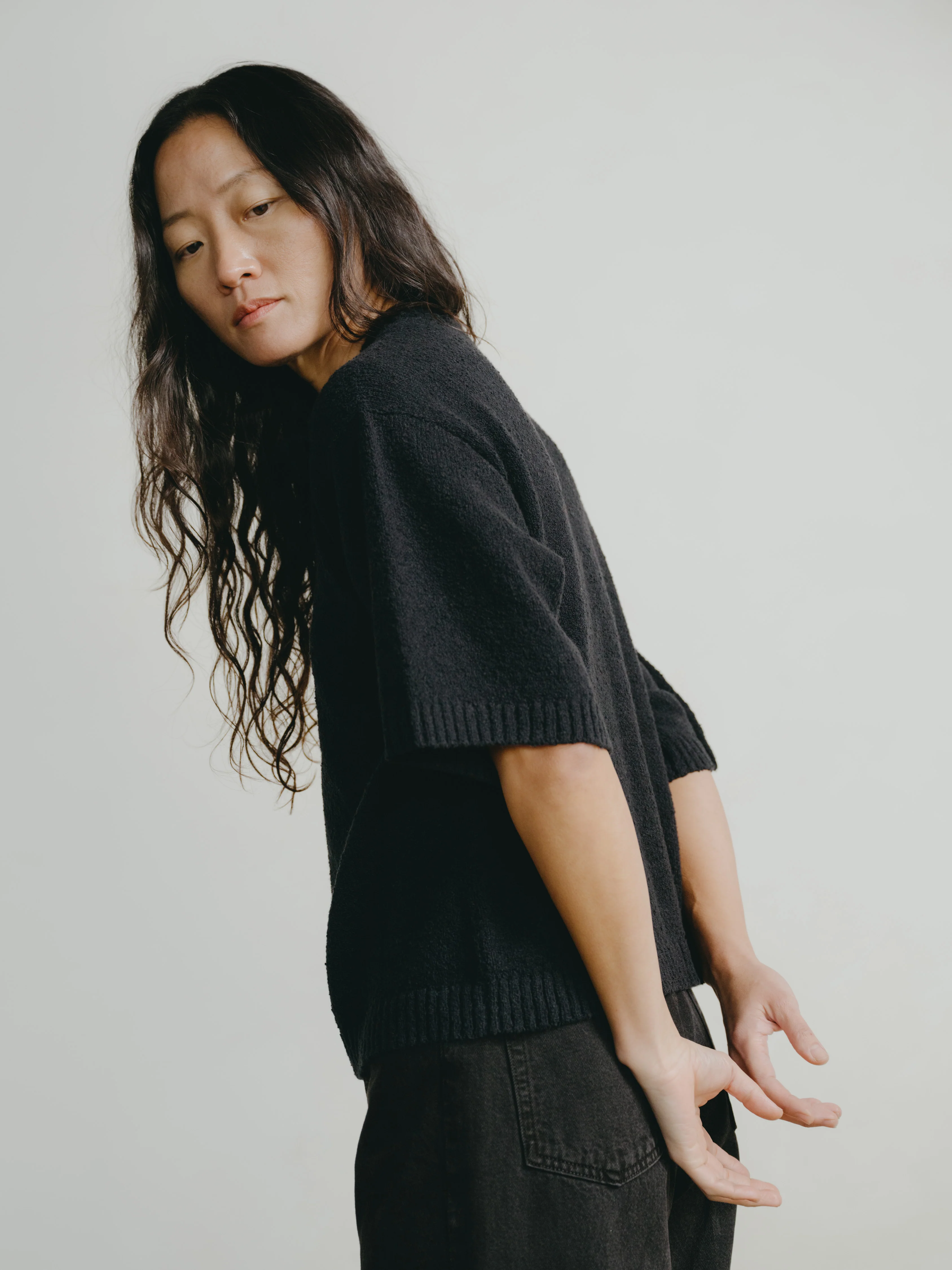 Otis Top, Organic Cotton Bouclé, Soft Black - Image 4