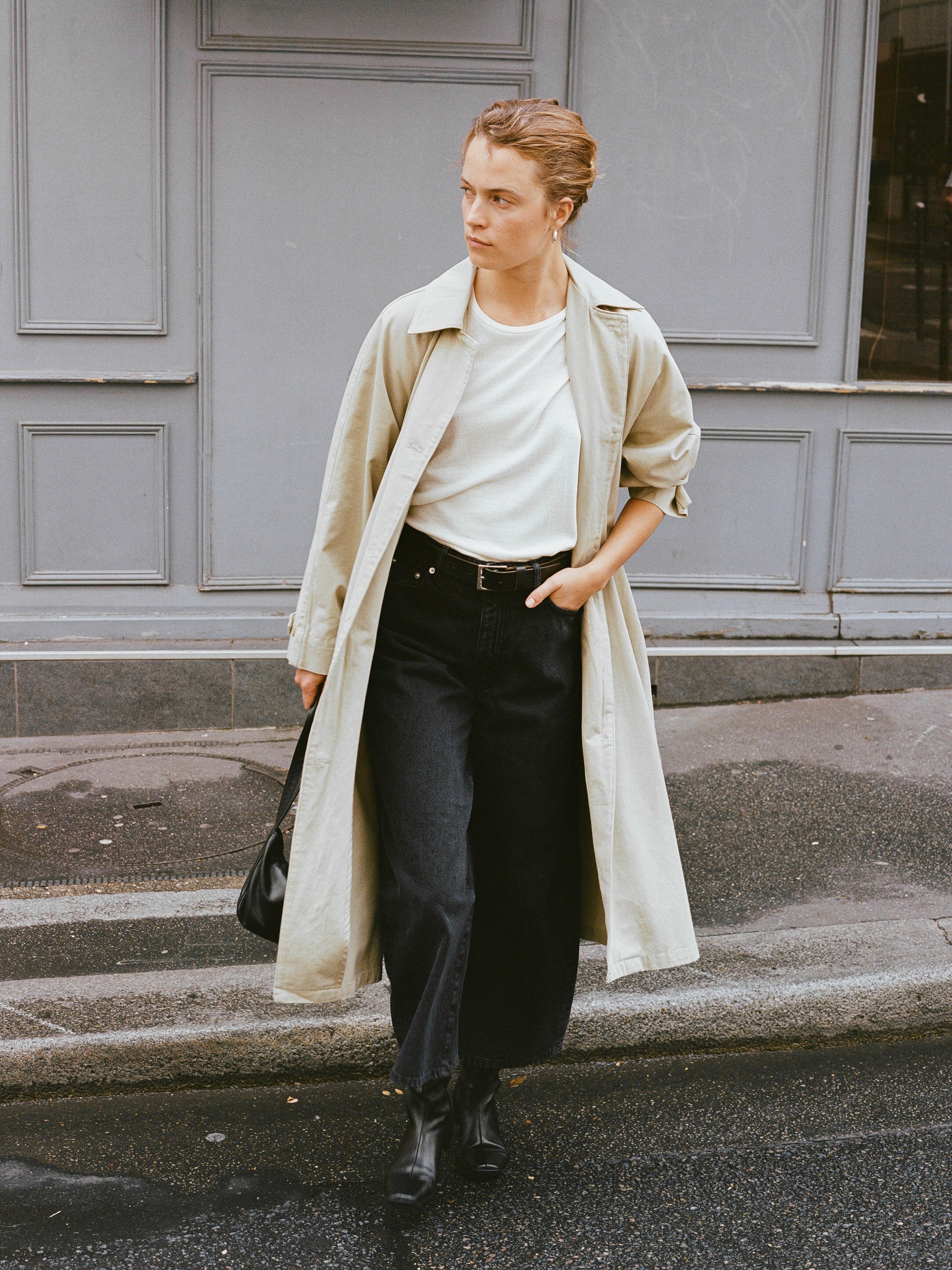 Oversized Trench, Organic Twill, Khaki - Image 4