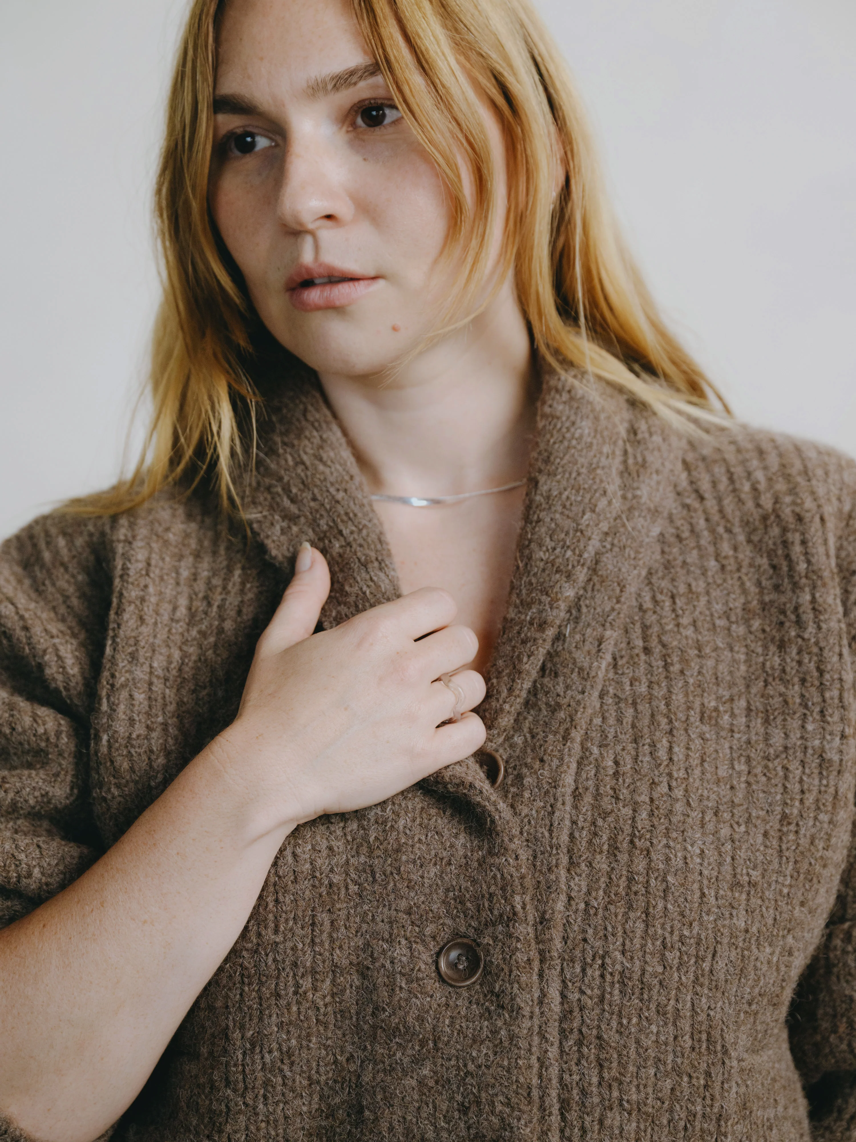 Sloan Cardigan, Alpaca Blend, Bark - Image 3