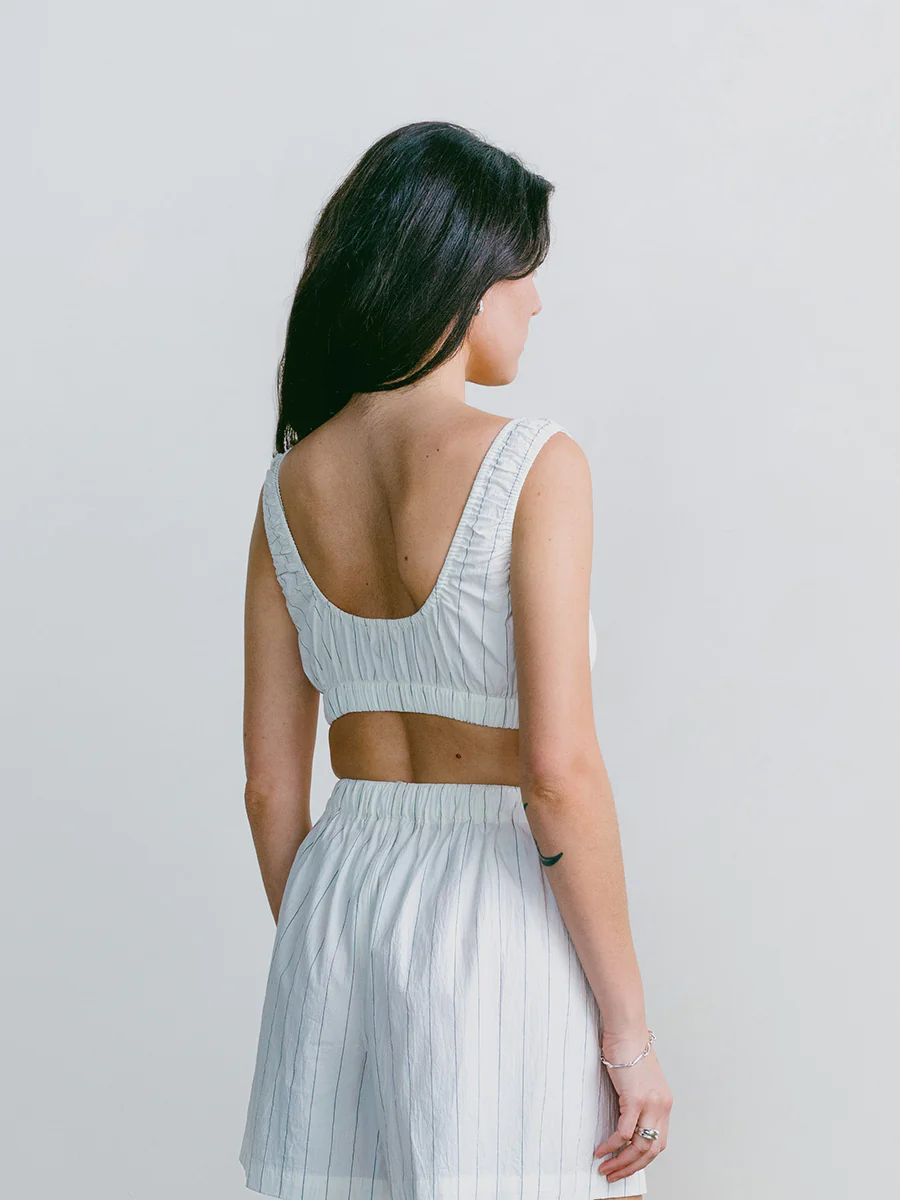 Sophie Crop, Japanese Organic Cotton, Carolina Stripe - Image 3